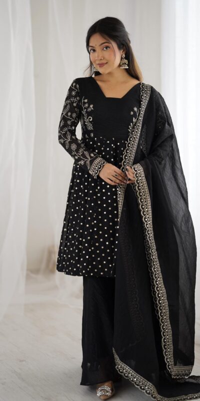 ZSR 3134 Black Crunchy Silk Salwar Suit Perfect for Wedding, Party, Sangeet, Anniversary, Housewarming Introductory Price ₹2399. Delivery 4-6 | Jump Suits, Casual Suits, Creative suits, Designer Suits, Palazzo Suits, Party Wear Suits, Patiala Suits, Salwar suit, Straight Suits