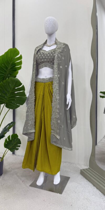 RTC 6493 Grey American Crep With Designer Work Dhoti Suit. Wedding, Party, Festive, Events Festive Deal ₹2149. Delivery 4-6 Working Days. Shop now. | Designer Suits, Jump Suits, Tops & Bottoms, Track Suits, Trendy Wear, Casual Suits, Creative suits, Palazzo Suits, Party Wear Suits, Patiala Suits, Salwar suit, Straight Suits