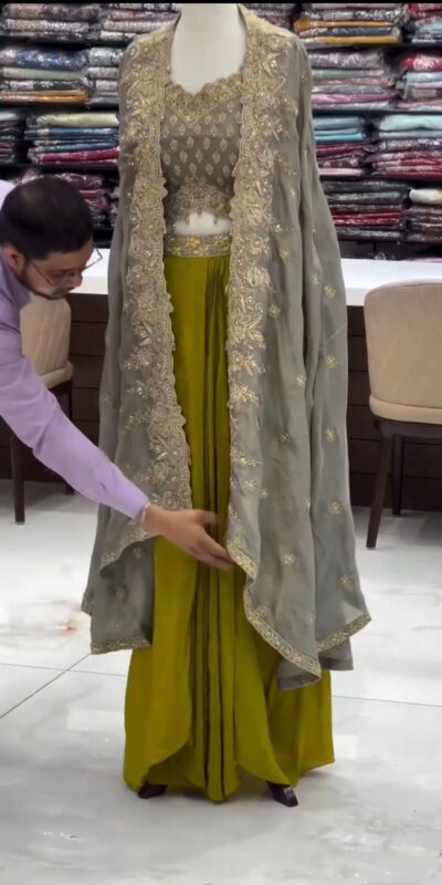 RTC 6493 Grey American Crep With Designer Work Dhoti Suit. Wedding, Party, Festive, Events Festive Deal ₹2149. Delivery 4-6 Working Days. Shop now. | Designer Suits, Jump Suits, Tops & Bottoms, Track Suits, Trendy Wear, Casual Suits, Creative suits, Palazzo Suits, Party Wear Suits, Patiala Suits, Salwar suit, Straight Suits
