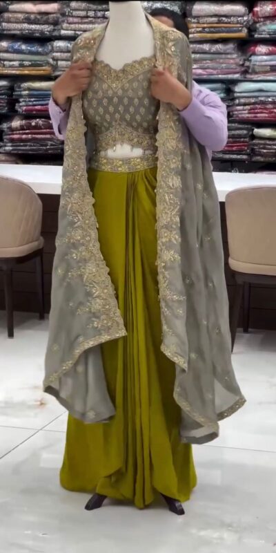 RTC 6493 Grey American Crep With Designer Work Dhoti Suit. Wedding, Party, Festive, Events Festive Deal ₹2149. Delivery 4-6 Working Days. Shop now. | Designer Suits, Jump Suits, Tops & Bottoms, Track Suits, Trendy Wear, Casual Suits, Creative suits, Palazzo Suits, Party Wear Suits, Patiala Suits, Salwar suit, Straight Suits