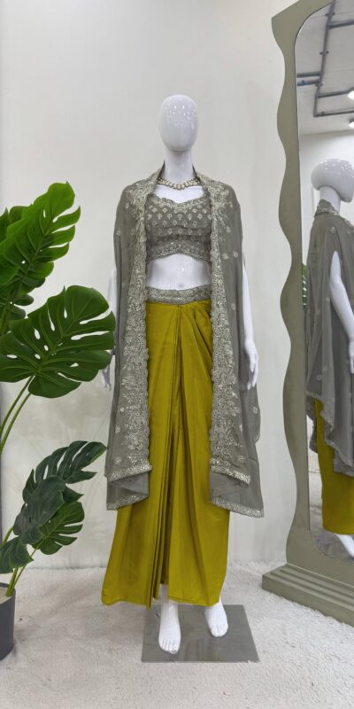 RTC 6493 Grey American Crep With Designer Work Dhoti Suit. Wedding, Party, Festive, Events Festive Deal ₹2149. Delivery 4-6 Working Days. Shop now. | Designer Suits, Jump Suits, Tops & Bottoms, Track Suits, Trendy Wear, Casual Suits, Creative suits, Palazzo Suits, Party Wear Suits, Patiala Suits, Salwar suit, Straight Suits