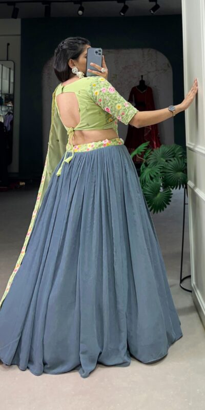 LNB 1402 Grey Georgette Sequins Work & Embroidery Work Lehenga Choli in . Introductory Price ₹2399. Delivery 4-6 Working Days. Shop now. | Bollywood Lehenga, Creative Lehenga, Designer Lehenga, Embroidered Lehenga, Lehenga, Party Wear Lehenga