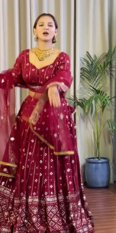 DC G88 Maroon Fox Georgette with Lace Work & Embroidery Work Lehenga Choli . Get it for ₹2099. Delivery 4-6 Working Days. Shop now. | Bollywood Lehenga, Creative Lehenga, Designer Lehenga, Embroidered Lehenga, Lehenga, Party Wear Lehenga