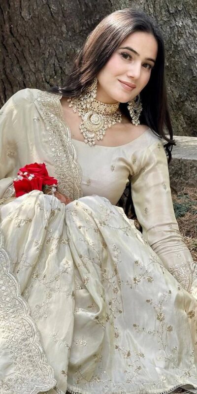 SRK 5172 Off White Chinnon Silk With Heavy Embroidery Sequence Work And Full Sleeve Salwar Suit Wedding, Party, Festive, Events, 4-6 Working Days At 2049 | Jump Suits, Tops & Bottoms, Track Suits, Trendy Wear, Casual Suits, Creative suits, Designer Suits, Palazzo Suits, Party Wear Suits, Patiala Suits, Salwar suit, Straight Suits