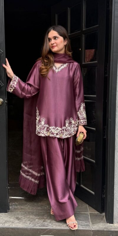 ZSR 3125 Onion Natural Crepp Silk With Embroidery Sequence Work Salwar Suit Perfect for Wedding, Party, Housewarming, Eid, Festival Celebrations | Jump Suits, Tops & Bottoms, Track Suits, Trendy Wear, Casual Suits, Creative suits, Designer Suits, Palazzo Suits, Party Wear Suits, Patiala Suits, Salwar suit, Straight Suits