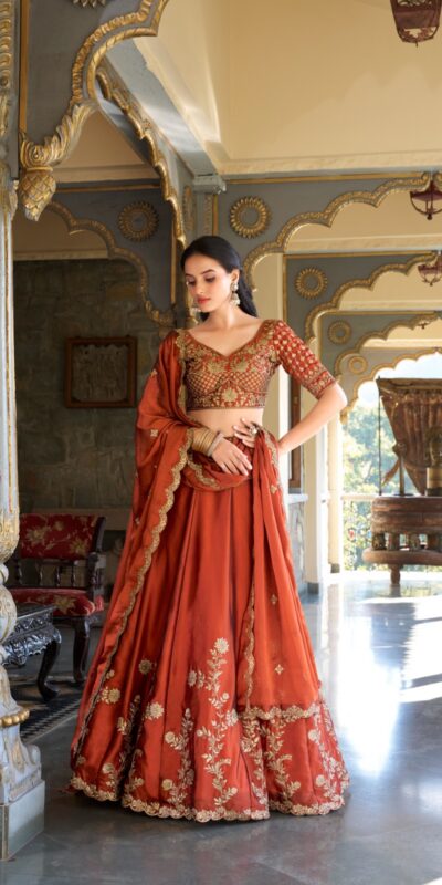 LNB 1427 Orange Rangoli Silk With Sequins Work & Embroidery Work Lehenga Choli. Exclusive Offer ₹3499. Delivery 4-6 Working Days. At 3499 | Bollywood Lehenga, Creative Lehenga, Designer Lehenga, Embroidered Lehenga, Lehenga, Party Wear Lehenga