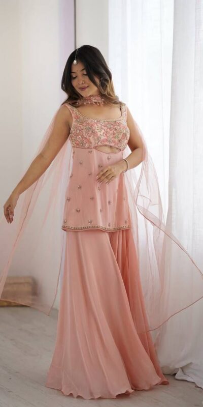 LG 1959 Peach Georgette With Lace Work & Embroidery Work Salwar Suit . Available at ₹1849 only. Delivery 4-6 Working Days. Shop now. | Jump Suits, Tops & Bottoms, Track Suits, Trendy Wear, Casual Suits, Creative suits, Designer Suits, Palazzo Suits, Party Wear Suits, Patiala Suits, Salwar suit, Straight Suits