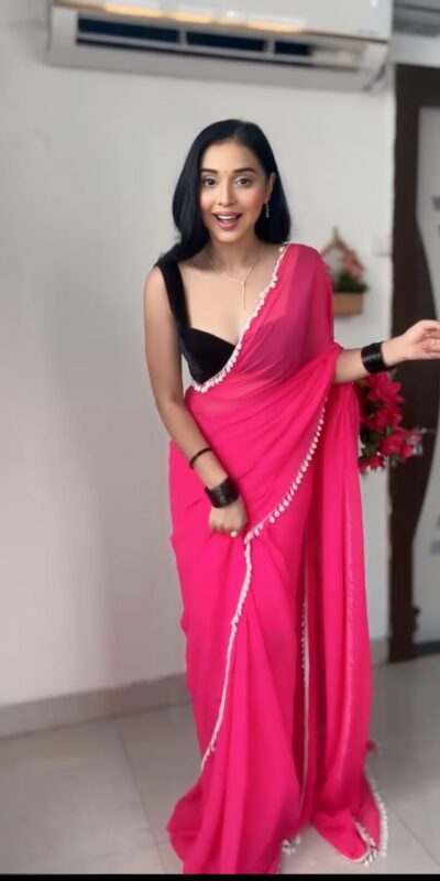 SC 239 Pink Georgette With Lace Work & Lace Border Saree . Wedding, Party, Festive, Events, Exclusive Offer ₹1599. Delivery 4-6 Working Days. Shop now. | Bollywood Sarees, Creative Sarees, Designer Sarees, Embroidered Sarees, Ethnic Saree, Modern Digital sarees, Party Wear Sarees, Sarees