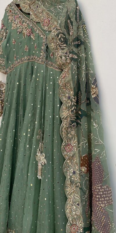 LG 2009 Pista Chinon Gown Perfect for Wedding, Party, Pongal, Ganesh Chaturthi, Family Gatherings – . Introductory Price ₹2099. Delivery 4-6 Working Days | Bollywood Gowns, Creative Gowns, Designer Gowns, Embroidered Gowns, Gowns, Party Wear Gowns
