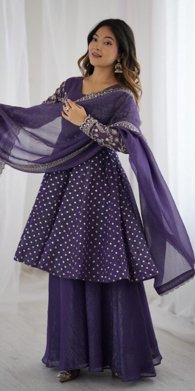 ZSR 3134 Purple Crunchy Silk Salwar Suit Perfect for Wedding, Party, Sangeet, Anniversary, Housewarming Introductory Price ₹2399. Delivery 4-6 | Jump Suits, Casual Suits, Creative suits, Designer Suits, Palazzo Suits, Party Wear Suits, Patiala Suits, Salwar suit, Straight Suits