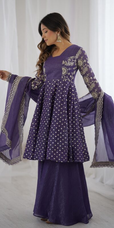 ZSR 3134 Purple Crunchy Silk Salwar Suit Perfect for Wedding, Party, Sangeet, Anniversary, Housewarming Introductory Price ₹2399. Delivery 4-6 | Jump Suits, Casual Suits, Creative suits, Designer Suits, Palazzo Suits, Party Wear Suits, Patiala Suits, Salwar suit, Straight Suits