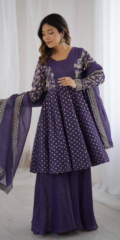 ZSR 3134 Purple Crunchy Silk Salwar Suit Perfect for Wedding, Party, Sangeet, Anniversary, Housewarming Introductory Price ₹2399. Delivery 4-6 | Jump Suits, Casual Suits, Creative suits, Designer Suits, Palazzo Suits, Party Wear Suits, Patiala Suits, Salwar suit, Straight Suits