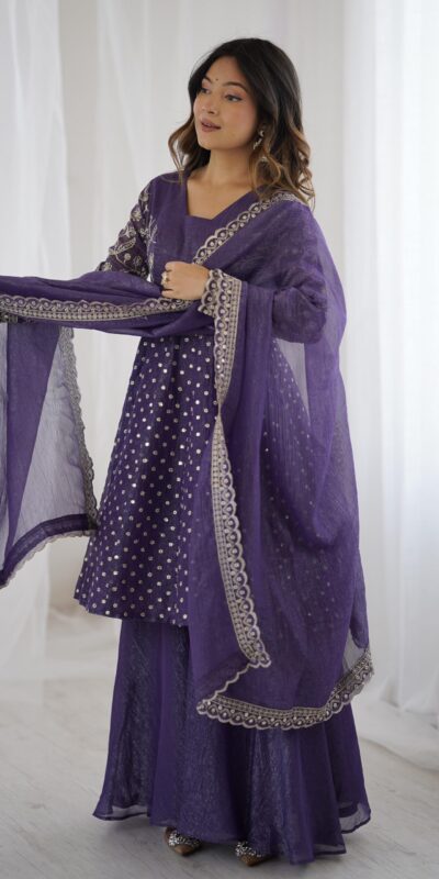 ZSR 3134 Purple Crunchy Silk Salwar Suit Perfect for Wedding, Party, Sangeet, Anniversary, Housewarming Introductory Price ₹2399. Delivery 4-6 | Jump Suits, Casual Suits, Creative suits, Designer Suits, Palazzo Suits, Party Wear Suits, Patiala Suits, Salwar suit, Straight Suits