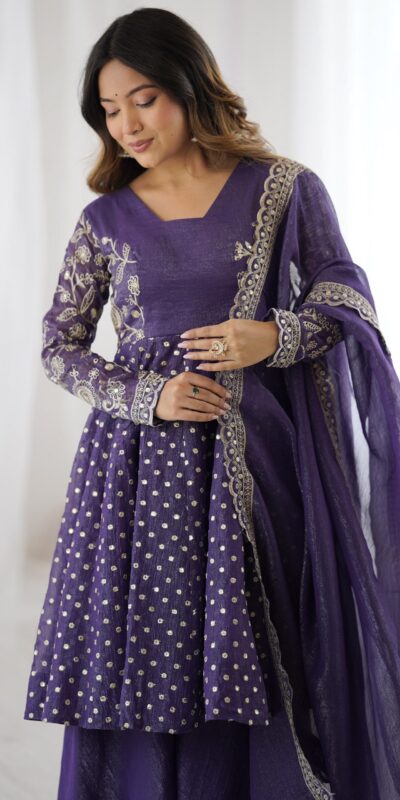 ZSR 3134 Purple Crunchy Silk Salwar Suit Perfect for Wedding, Party, Sangeet, Anniversary, Housewarming Introductory Price ₹2399. Delivery 4-6 | Jump Suits, Casual Suits, Creative suits, Designer Suits, Palazzo Suits, Party Wear Suits, Patiala Suits, Salwar suit, Straight Suits