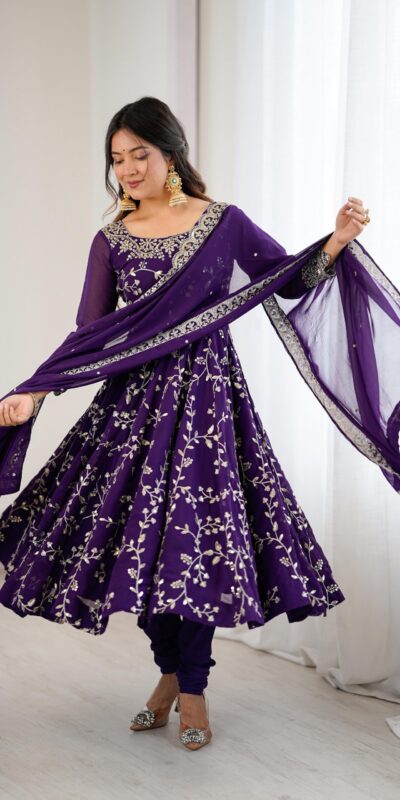 SRK 5299 Purple Georgette With Sequence Work Perfect for Wedding, Party, Lohri, Temple Visit, Ganesh Chaturthi Festive, Events, 4-6 Working Days At 2149 | Bollywood Gowns, Creative Gowns, Designer Gowns, Embroidered Gowns, Gowns, Party Wear Gowns