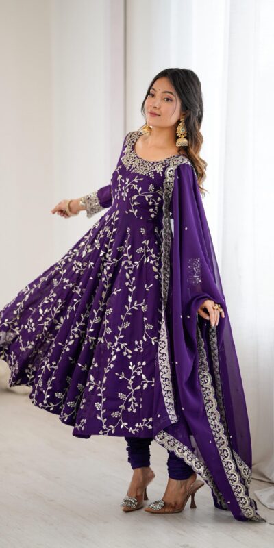 SRK 5299 Purple Georgette With Sequence Work Perfect for Wedding, Party, Lohri, Temple Visit, Ganesh Chaturthi Festive, Events, 4-6 Working Days At 2149 | Bollywood Gowns, Creative Gowns, Designer Gowns, Embroidered Gowns, Gowns, Party Wear Gowns