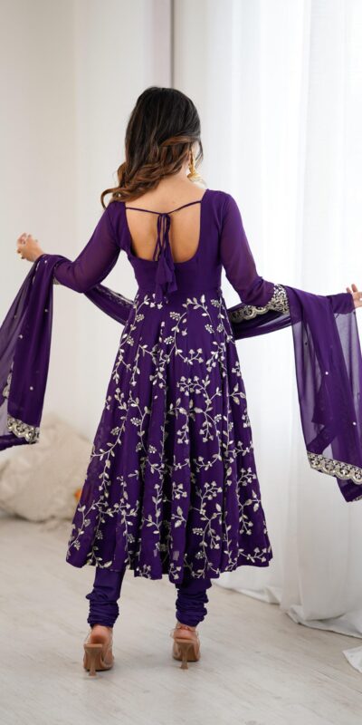 SRK 5299 Purple Georgette With Sequence Work Perfect for Wedding, Party, Lohri, Temple Visit, Ganesh Chaturthi Festive, Events, 4-6 Working Days At 2149 | Bollywood Gowns, Creative Gowns, Designer Gowns, Embroidered Gowns, Gowns, Party Wear Gowns