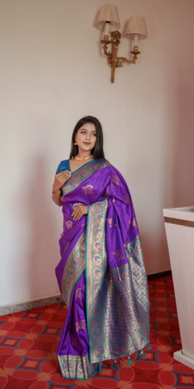 MB Paithani-3 Purple in Pethani Silk Zari Work & Lace Work Saree . Grab it for ₹2199. Delivery 4-6 Working Days. Shop now. | Bollywood Sarees, Creative Sarees, Designer Sarees, Embroidered Sarees, Ethnic Saree, Modern Digital sarees, Party Wear Sarees, Sarees