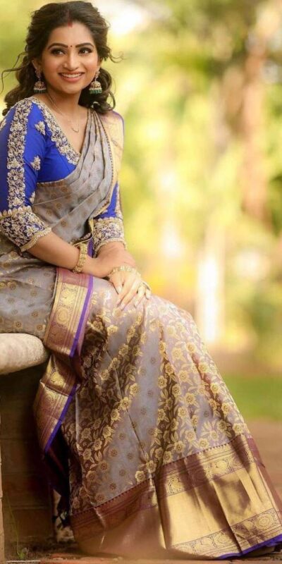 KP 3077 Purple Soft Lichi Silk Saree Perfect for Wedding, Party, Housewarming, Baby Shower, Onam . Available at ₹1599 only. Delivery 4-6 Working Da | Bollywood Sarees, Creative Sarees, Designer Sarees, Embroidered Sarees, Ethnic Saree, Modern Digital sarees, Party Wear Sarees, Sarees