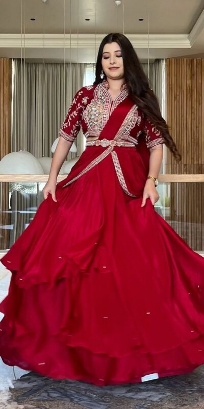 BE 269 Red Fiona Silk With Embroidery Work & Lace Work Lehenga Saree. Special Price ₹2399. Delivery 4-6 Working Days. Shop now. | Bollywood Lehenga, Creative Lehenga, Designer Lehenga, Embroidered Lehenga, Lehenga, Party Wear Lehenga