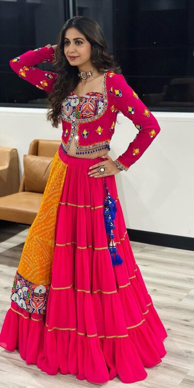 KF 1591 Red in Faux Georgette Digital Print & Mirror Work Lehenga Choli. Available at ₹1649 only. Delivery 4-6 Working Days. Shop now. | Bollywood Lehenga, Creative Lehenga, Designer Lehenga, Embroidered Lehenga, Lehenga, Party Wear Lehenga