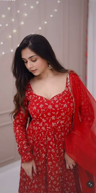 SSR 529 Red Georgette With Heavy Embroidery Sequence Work With Fancy Latkan with Embroidery Work Gown. Introductory Price ₹2149. Delivery 4-6 | Bollywood Gowns, Creative Gowns, Designer Gowns, Embroidered Gowns, Gowns, Party Wear Gowns