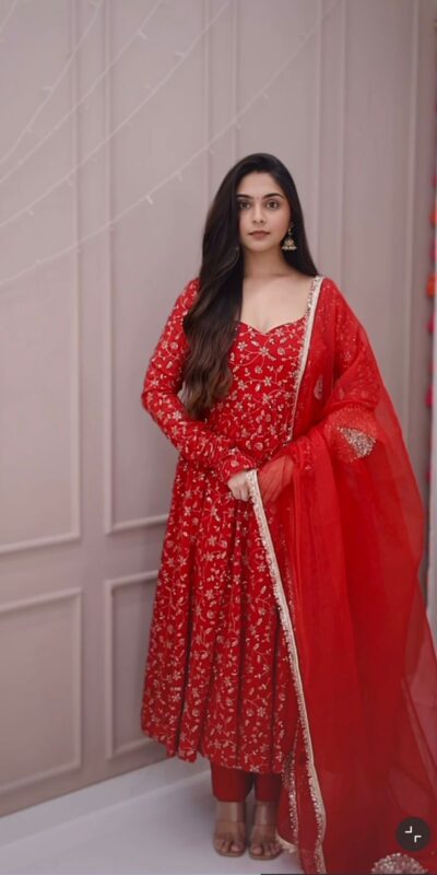 SSR 529 Red Georgette With Heavy Embroidery Sequence Work With Fancy Latkan with Embroidery Work Gown. Introductory Price ₹2149. Delivery 4-6 | Bollywood Gowns, Creative Gowns, Designer Gowns, Embroidered Gowns, Gowns, Party Wear Gowns