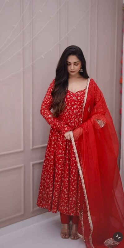 SSR 529 Red Georgette With Heavy Embroidery Sequence Work With Fancy Latkan with Embroidery Work Gown. Introductory Price ₹2149. Delivery 4-6 | Bollywood Gowns, Creative Gowns, Designer Gowns, Embroidered Gowns, Gowns, Party Wear Gowns