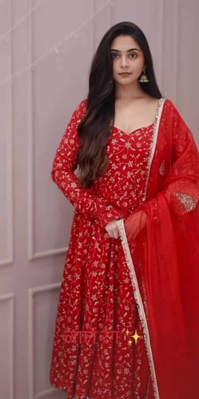 SSR 529 Red Georgette With Heavy Embroidery Sequence Work With Fancy Latkan with Embroidery Work Gown. Introductory Price ₹2149. Delivery 4-6 | Bollywood Gowns, Creative Gowns, Designer Gowns, Embroidered Gowns, Gowns, Party Wear Gowns