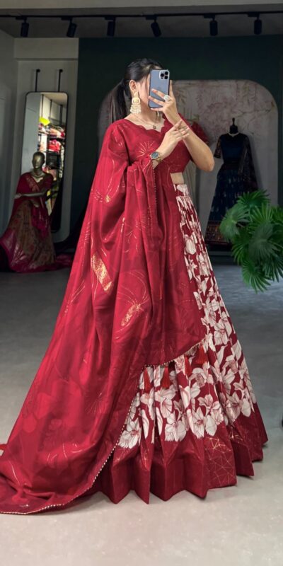 LNB 1213 Red in Tasar Silk Designer Work Lehenga Choli . Wedding, Party, Festive, Events, Special Price ₹2449. Delivery 4-6 Working Days. Shop now. | Bollywood Lehenga, Creative Lehenga, Designer Lehenga, Embroidered Lehenga, Lehenga, Party Wear Lehenga
