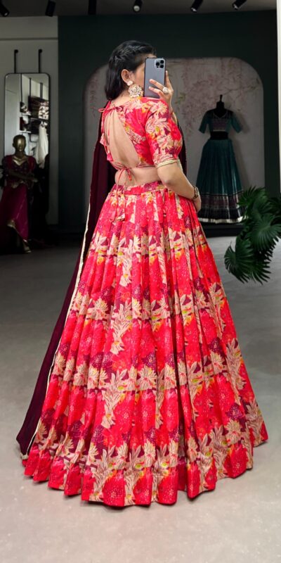 LNB 1032 Red Tussar Silk With Lace Work & Sequins Work Lehenga Choli. Now at just ₹1799. Delivery 4-6 Working Days. Shop now. | Bollywood Lehenga, Creative Lehenga, Designer Lehenga, Embroidered Lehenga, Lehenga, Party Wear Lehenga