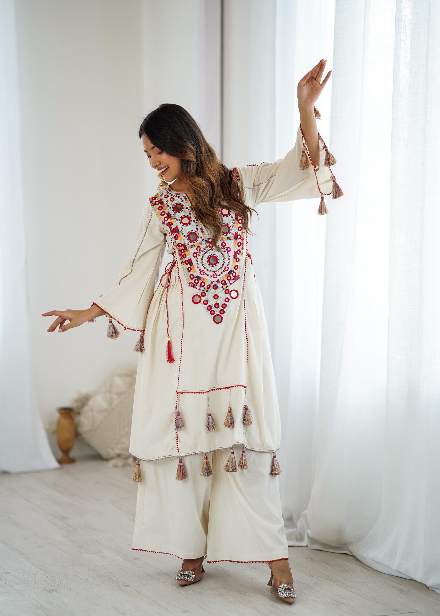 White Khadi Cotton Salwar Suit