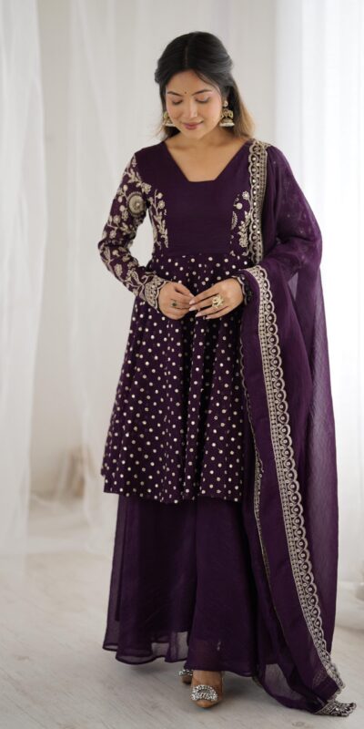 ZSR 3134 Wine Crunchy Silk Salwar Suit Perfect for Wedding, Party, Sangeet, Anniversary, Housewarming Introductory Price ₹2399. Delivery 4-6 | Jump Suits, Casual Suits, Creative suits, Designer Suits, Palazzo Suits, Party Wear Suits, Patiala Suits, Salwar suit, Straight Suits