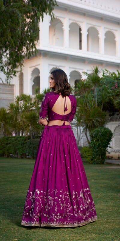 LNB 1404 Wine Vichitra Silk Sequins Work Embroidery Work Lehenga Choli Best Price ₹2999. Delivery 4-6 Working Days. Shop now. | Bollywood Lehenga, Creative Lehenga, Designer Lehenga, Embroidered Lehenga, Lehenga, Party Wear Lehenga