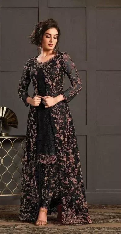 FC 4592 Black Net Salwar Suit with Stone Work. Wedding, Party, Festive, Events, Now at just ₹2449. Delivery 4-6 Working Days. Shop now. | Designer Suits, Jump Suits, Casual Suits, Creative suits, Palazzo Suits, Party Wear Suits, Patiala Suits, Salwar suit, Straight Suits