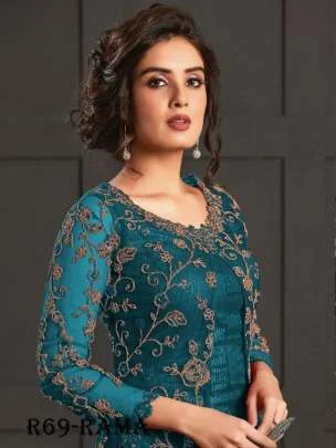 FC 4592 Firozi Net Salwar Suit with Stone Work. Wedding, Party, Festive, Events, Now at just ₹2449. Delivery 4-6 Working Days. Shop now. | Designer Suits, Jump Suits, Casual Suits, Creative suits, Palazzo Suits, Party Wear Suits, Patiala Suits, Salwar suit, Straight Suits