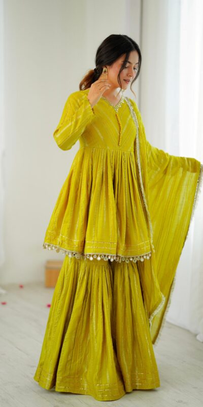 SRK 5300 Mustard Mal Chanderi With Lace Work & Mirror Work Salwar Suit . Get it for ₹2099. Delivery 4-6 Working Days. Shop now. | Designer Suits, Jump Suits, Tops & Bottoms, Track Suits, Trendy Wear, Casual Suits, Creative suits, Palazzo Suits, Party Wear Suits, Patiala Suits, Salwar suit, Straight Suits