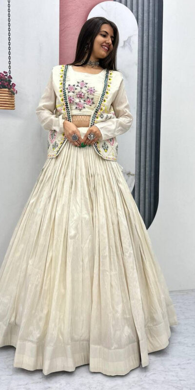 PC 522 Off White Tissue Simmer Lehenga Choli Perfect for Wedding, Party, Cultural Events, Diwali, Ganesh Chaturthi – . Exclusive Offer ₹3049. Deli | Designer Suits, Jump Suits, Casual Suits, Creative suits, Palazzo Suits, Party Wear Suits, Patiala Suits, Salwar suit, Straight Suits