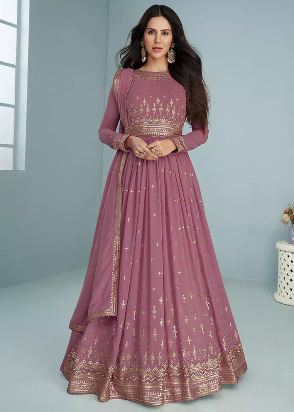 FC 9293 Onion Georgette Salwar Suit with Embroidery Work. Wedding, Party, Festive, Events, Now at just ₹2649. Delivery 4-6 Working Days. Shop now. | Designer Suits, Jump Suits, Casual Suits, Creative suits, Palazzo Suits, Party Wear Suits, Patiala Suits, Salwar suit, Straight Suits