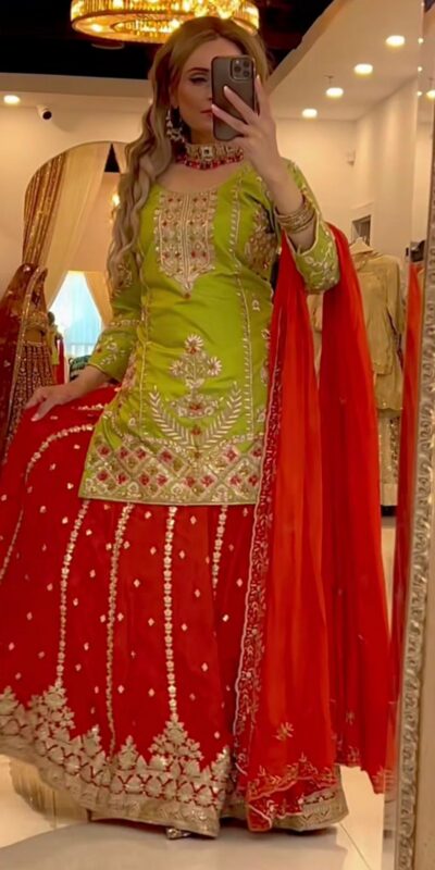 ND 5049 Parrot Green Chinon Silk with Lace Work & Embroidery Work Salwar Suit . Available at ₹2449 only. Delivery 4-6 Working Days. Shop now. | Designer Suits, Jump Suits, Casual Suits, Creative suits, Palazzo Suits, Party Wear Suits, Patiala Suits, Salwar suit, Straight Suits