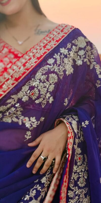 BT 411 Royal Blue in Georgette Embroidery Work & Lace Work Saree . Grab it for ₹1999. Delivery 4-6 Working Days. Shop now. | Bollywood Sarees, Creative Sarees, Designer Sarees, Embroidered Sarees, Ethnic Saree, Modern Digital sarees, Party Wear Sarees, Sarees