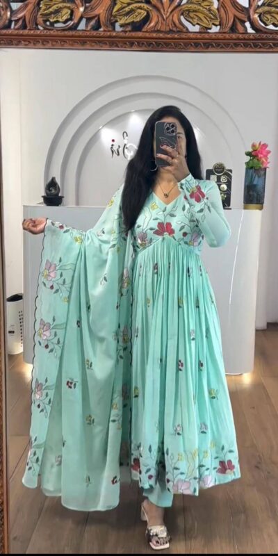 PC 528 Sea Green Fox Georgette Gown Perfect for Wedding, Party, Baby Shower, Lohri, Pongal – . Available at ₹2049 only. Delivery 4-6 Working Days. Shop n | Designer Suits, Jump Suits, Casual Suits, Creative suits, Palazzo Suits, Party Wear Suits, Patiala Suits, Salwar suit, Straight Suits