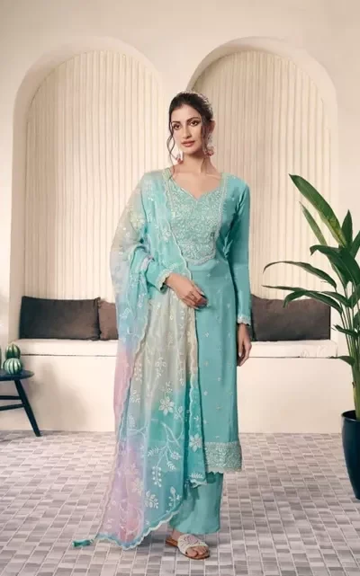 FC 73591 Sky Blue Vichitra Salwar Suit with Digital Print & Embroidery Work. Available at ₹2599 only. Delivery 4-6 Working Days. Shop now. | Designer Suits, Jump Suits, Casual Suits, Creative suits, Palazzo Suits, Party Wear Suits, Patiala Suits, Salwar suit, Straight Suits