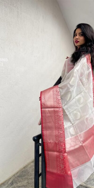KPR 148 White Soft Lichi Silk Saree Perfect for Wedding, Party, Mehendi, Ganesh Chaturthi, Raksha Bandhan – . Introductory Price ₹1449. Delivery 4-6 | Bollywood Sarees, Creative Sarees, Designer Sarees, Embroidered Sarees, Ethnic Saree, Modern Digital sarees, Party Wear Sarees, Sarees