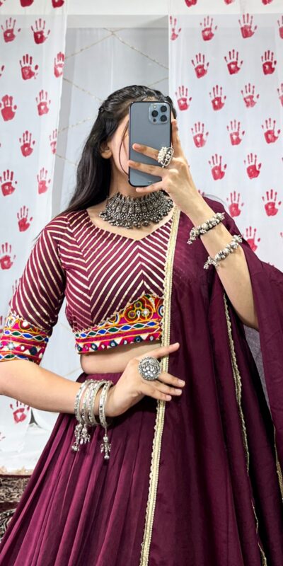 LNB 1747 Wine Pure Chanderi Lehenga Choli Perfect for Wedding, Party, Housewarming, Pongal, Sangeet –. Festive Deal ₹2499. Delivery 4-6 Working Days. | Bollywood Lehenga, Creative Lehenga, Designer Lehenga, Embroidered Lehenga, Lehenga, Party Wear Lehenga