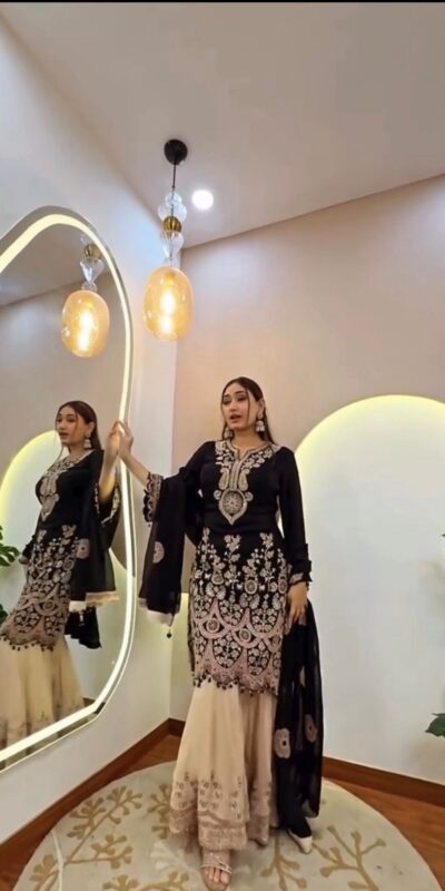 BE 409 Black Georgette Salwar Suit with Embroidery Work. Wedding, Party, Festive, Events, Best Price ₹2399. Delivery 4-6 Working Days. Shop now. | Bollywood Lehenga, Creative Lehenga, Designer Lehenga, Embroidered Lehenga, Lehenga, Party Wear Lehenga