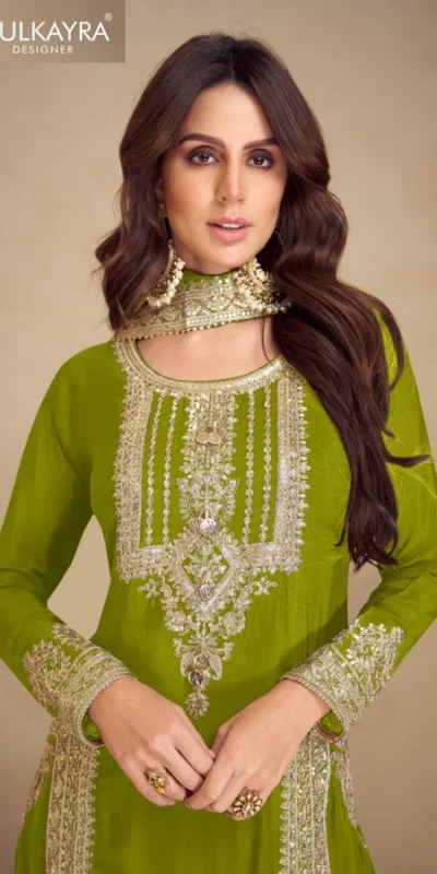 FC GULKAYRA 7473 Mahendi Chinon Salwar Suit Perfect for Wedding, Party, Durga Puja, Eid, Sangeet – . Grab it for ₹3199. Delivery 4-6 Working Days. | Designer Suits, Jump Suits, Tops & Bottoms, Track Suits, Trendy Wear, Casual Suits, Creative suits, Palazzo Suits, Party Wear Suits, Patiala Suits, Salwar suit, Straight Suits