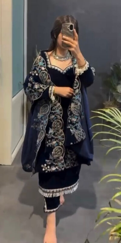 RTC 5935 Navy Blue in Viscose Velvet Lace Work Salwar Suit . Wedding, Party, Festive, Events, Get it for ₹2049. Delivery 4-6 Working Days. Shop now. | Designer Suits, Jump Suits, Tops & Bottoms, Track Suits, Trendy Wear, Casual Suits, Creative suits, Palazzo Suits, Party Wear Suits, Patiala Suits, Salwar suit, Straight Suits