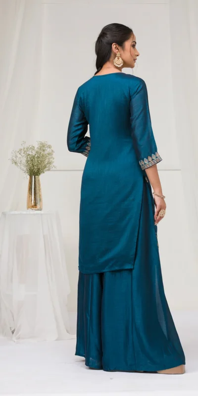 FC 2102 Peacock Blue Blooming Vichitra Salwar Suit with Embroidery Work. Festive Deal ₹2549. Delivery 4-6 Working Days. Shop now. | Designer Suits, Jump Suits, Tops & Bottoms, Track Suits, Trendy Wear, Casual Suits, Creative suits, Palazzo Suits, Party Wear Suits, Patiala Suits, Salwar suit, Straight Suits