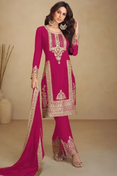 FC GULKAYRA 7473 Pink Chinon Salwar Suit Perfect for Wedding, Party, Durga Puja, Eid, Sangeet – . Grab it for ₹3199. Delivery 4-6 Working Days. | Designer Suits, Jump Suits, Tops & Bottoms, Track Suits, Trendy Wear, Casual Suits, Creative suits, Palazzo Suits, Party Wear Suits, Patiala Suits, Salwar suit, Straight Suits
